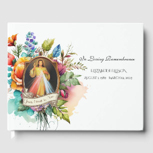 Livro De Visitas Jesus Divino Compaixão Floral Memorial Funeral