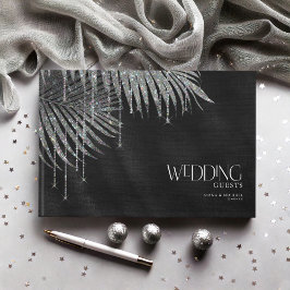 Livro De Visitas Jewel Palm Leaf Wedding Silver ID830