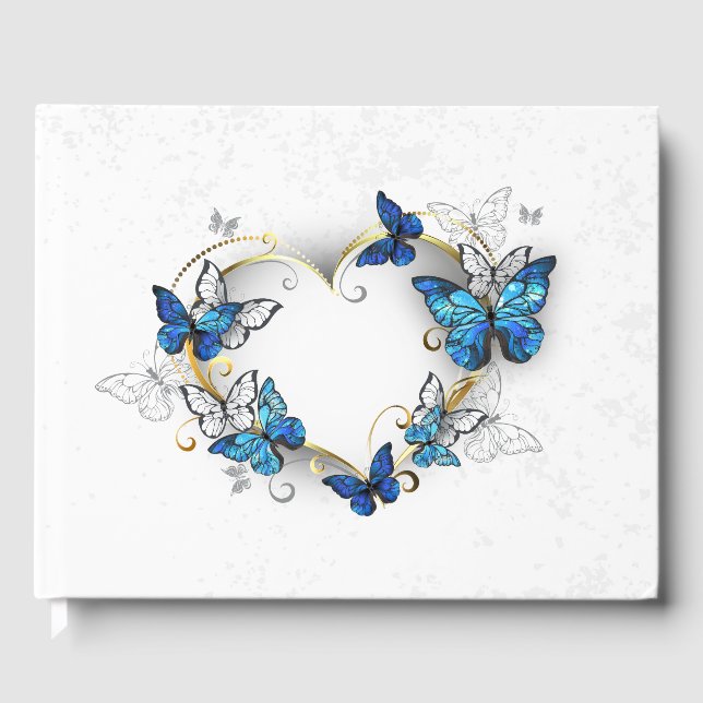 Livro De Visitas Jewelry Heart with Butterflies Morpho (Frente)