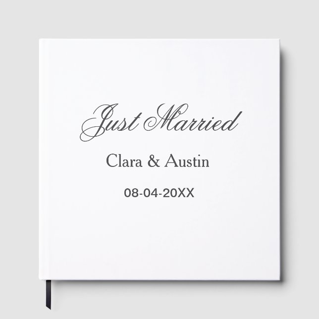 Livro De Visitas Just Married add couple name date year wedding sim (Frente)