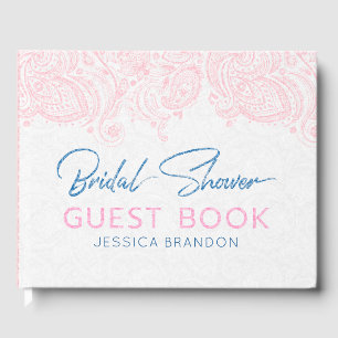 Livro De Visitas Lace de pastel rosa e tipografia moderna