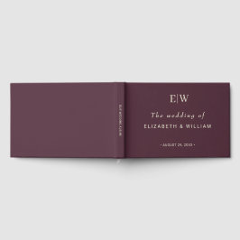Livro De Visitas Lacquer de Cereja Simples Elegante, Casamento Mono