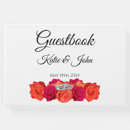 Livro De Visitas Laranja e Rosa-Blossomo e Brilliance-Casamento-