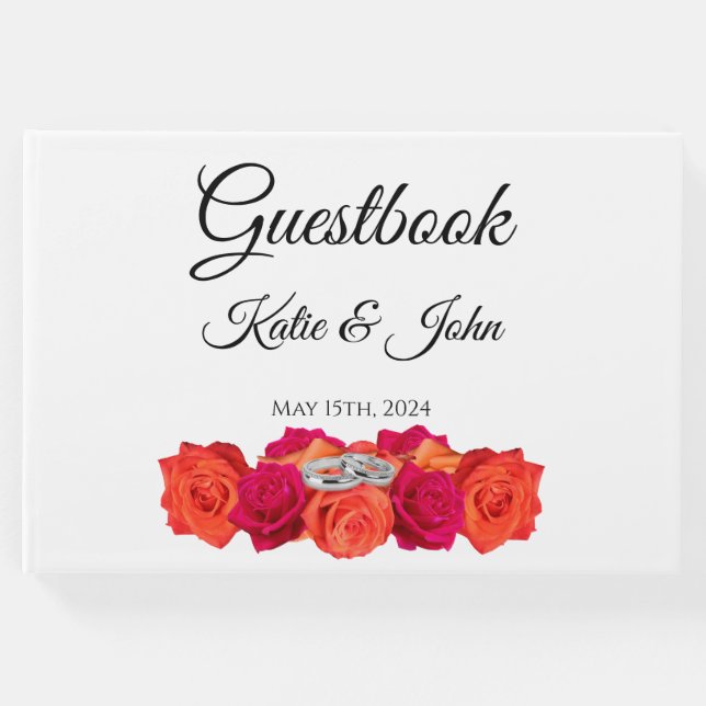 Livro De Visitas Laranja e Rosa-Blossomo e Brilliance-Casamento- (Frente)