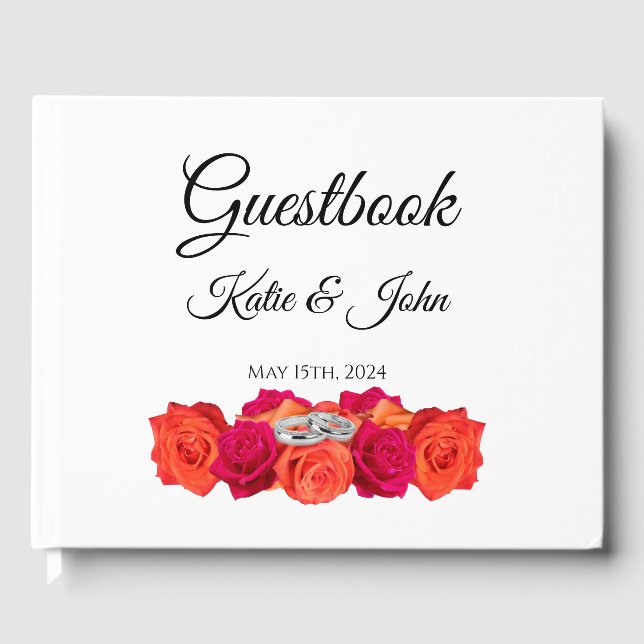 Livro De Visitas Laranja e Rosa-Blossomo e Brilliance-Casamento- (Frente)