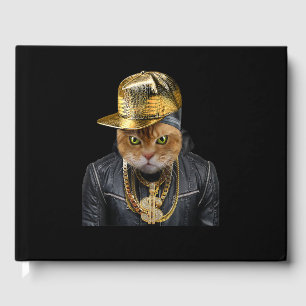 Livro De Visitas Laranja Tabby Cat Rapper Como Artista De Hip Hop