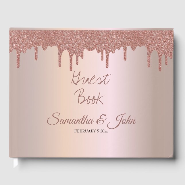 Livro De Visitas Largura Dourada Elegante, Leve e Texto Preto (Frente)