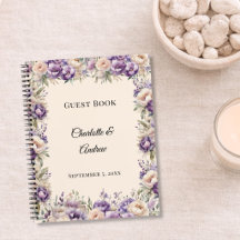 Livro de Visitas lavanda champanhe floral casament