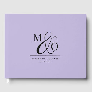 Livro De Visitas Lavanda de Casamento do Monograma Moderno Elegante