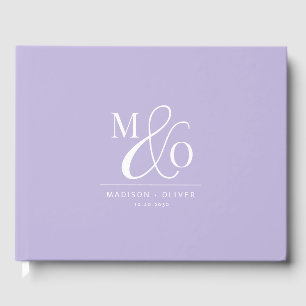 Livro De Visitas Lavanda de Casamento do Monograma Moderno Elegante