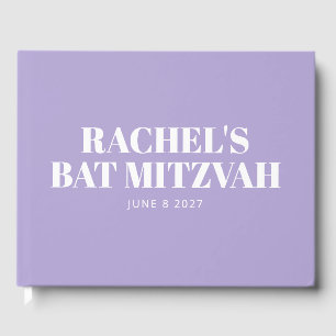 Livro De Visitas Lavanda do Bat Moderno Mitzvah Roxo Personalizado