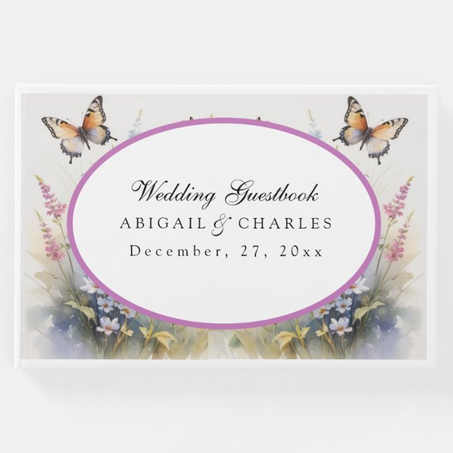 Livro De Visitas Lavanda Elegante e Sangue de Flor Selvagem (Frente)