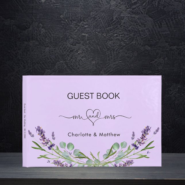 Livro De Visitas Lavanda violeta eucalipto casamento mrs (Criador carregado)