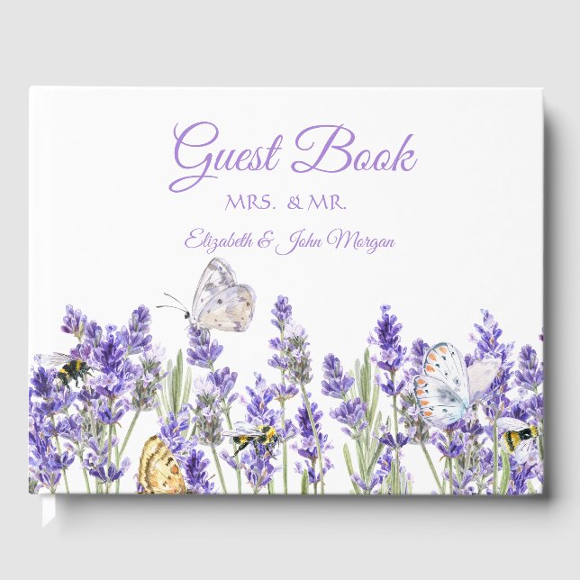 Livro De Visitas Lavander Butterflies Botanical (Frente)