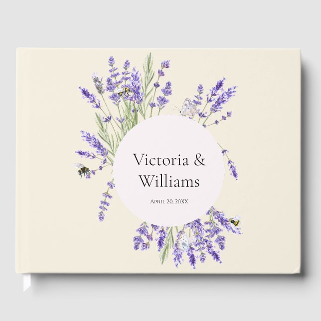 Livro De Visitas Lavender and Ivory Regency Round Frame Guest Book (Frente)