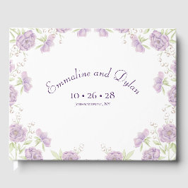 Livro De Visitas Lavender Purple Rose Wedding