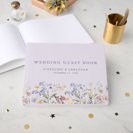 Livro De Visitas Lavender Spring Wildflower Meadow Garden Wedding 