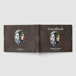 Livro De Visitas Leão Branco e Mulher