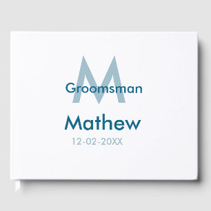 Livro De Visitas Letra do nome do padrinho azul marinho data mascul