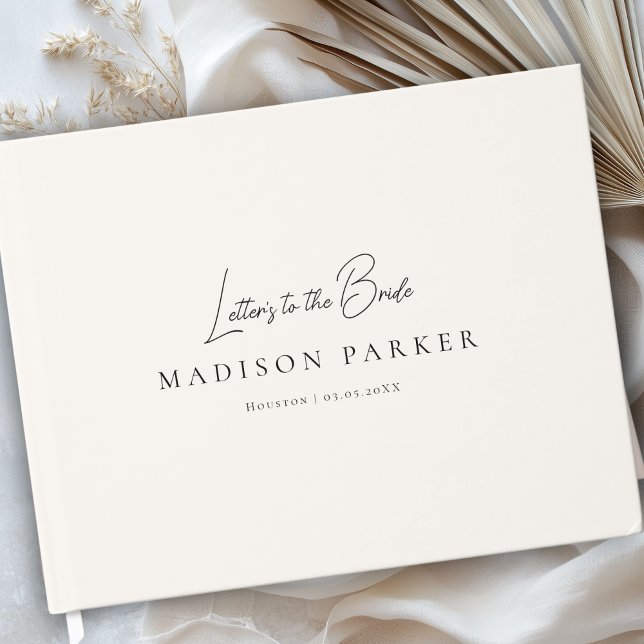 Livro De Visitas Letters to the Bride Beige Bridal Shower (Letters to the Bride Beige Bridal Shower Custom Guest Book)