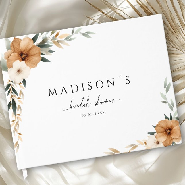 Livro De Visitas Letters to the Bride - Boho Bridal Shower (Letters to the Bride! Custom Elegant Modern Copper & Earthy Botanical Bridal Shower Guest Book.)