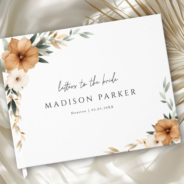 Livro De Visitas Letters to the Bride! Boho Bridal Shower (Letters to the Bride! Custom Elegant Modern Copper & Earthy Botanical Bridal Shower Guest Book.)