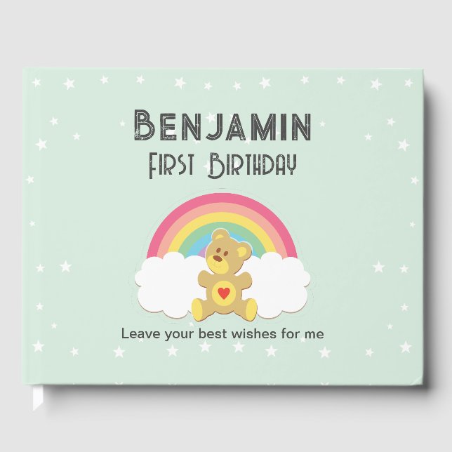 Livro De Visitas Libro de firmas osito arco iris. (Frente)