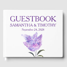 Livro De Visitas Lilac Flowers Elegant Watercolor Floral Wedding