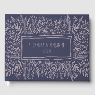 Livro De Visitas Lilac Purple Garden Floral Art Border Name