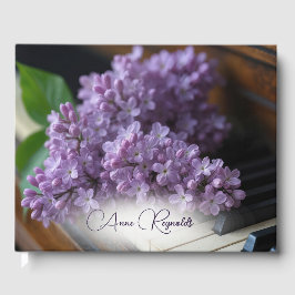 Livro De Visitas Lilases Sobre Teclas de Piano Antigo