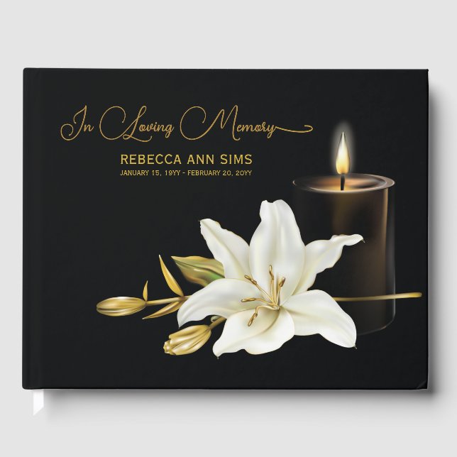 Livro De Visitas Lily Candle Funeral Guest Book (Frente)