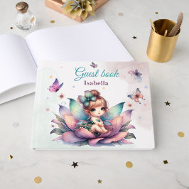 Livro De Visitas Linda fada sentada dentro da flor