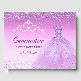 Livro De Visitas Linda Quinceanera Personalizada Lilás Roxo