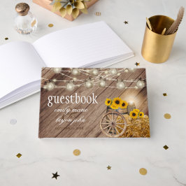 Livro De Visitas Lindo barril de madeira russa com girassóis