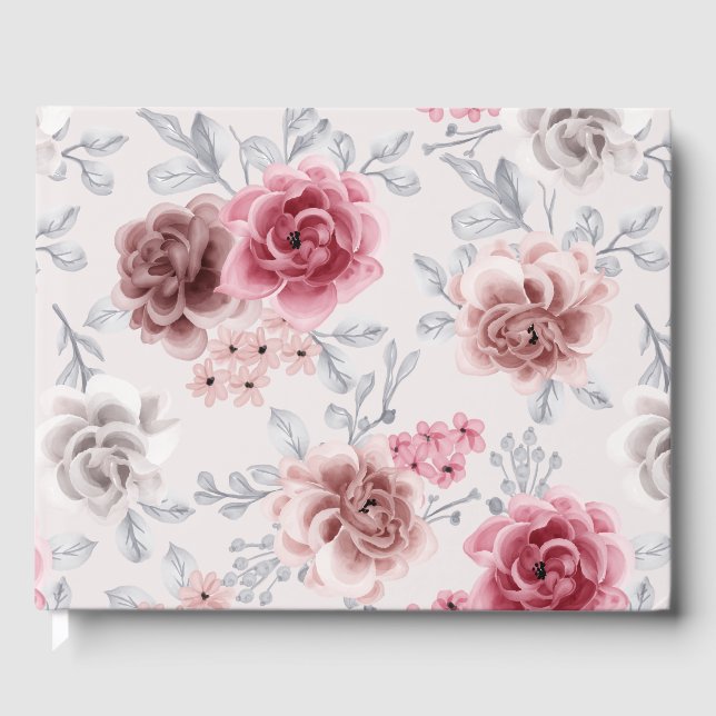 Livro De Visitas Lindos Rosas de algodão em chic com vinheta (Frente)