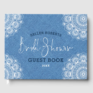 Livro De Visitas Linha azul clara com mandala branca