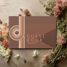Livro De Visitas Linhas Refinadas Casamento Geométrico Terra Cotta