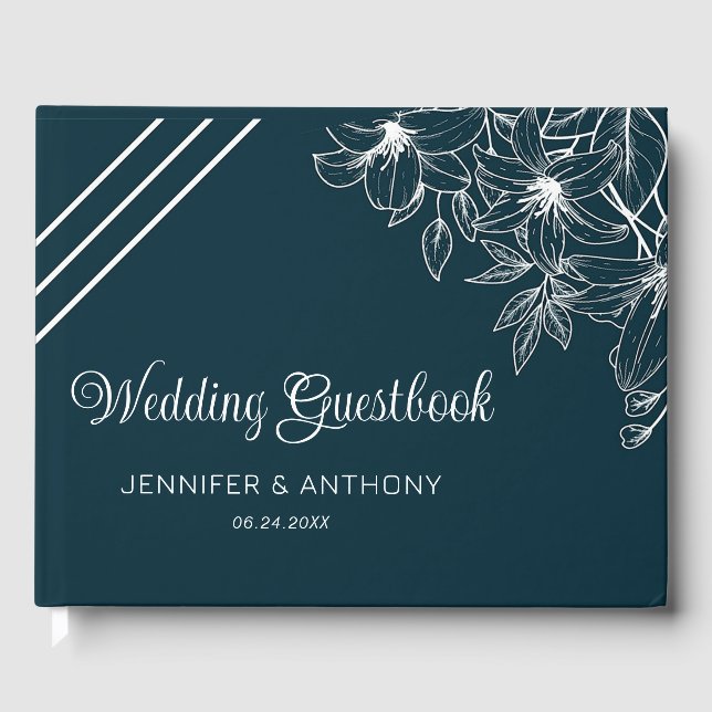 Livro De Visitas Lírios Brancos Desenhados (Frente)