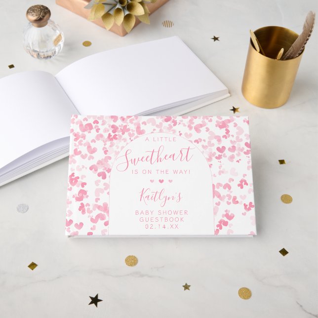 Livro De Visitas Little Sweetheart Valentine's Day Baby Shower (Frente aberta)