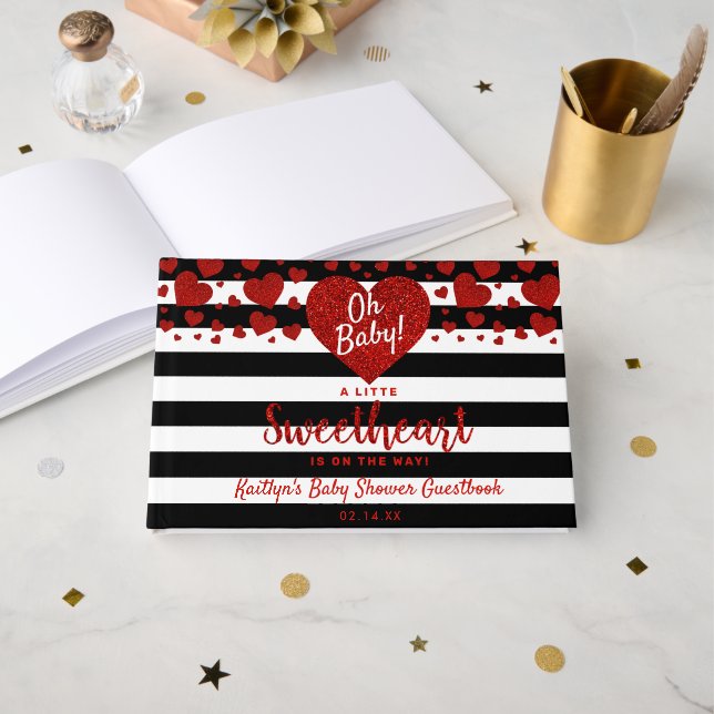 Livro De Visitas Little Sweetheart Valentine's Day Baby Shower (Frente aberta)