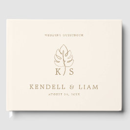 Livro De Visitas Logotipo de Casamento Monograma Monstera