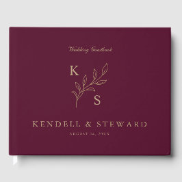 Livro De Visitas Logotipo Floral de Casamento Elegante Greenery Mon