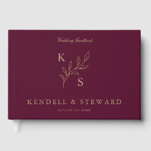 Livro De Visitas Logotipo Floral de Casamento Elegante Greenery Mon