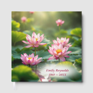 Livro De Visitas Lótus Rosa Flutuante e Lileiras Em Lente