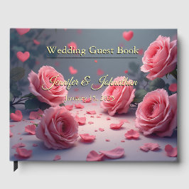 Livro De Visitas Love is in Bloom Pink Roses Elegant Wedding