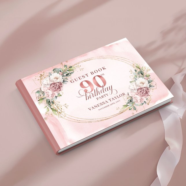 Livro De Visitas Lovely Dusty Pink Gold Eucalyptus 90th Birthday  (Lovely Dusty Pink Gold Eucalyptus 90th Birthday Guest Book

)