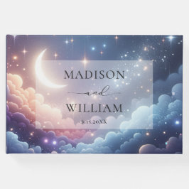 Livro De Visitas Lua Celestial e Estrelas Casamento Personalizado