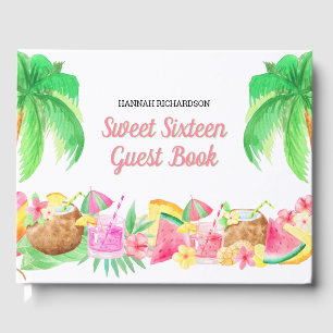 Livro De Visitas Luau Sweet 16 Partido Tema Havaiano Personalizado