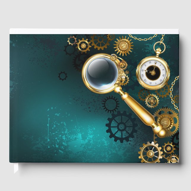Livro De Visitas Lupa no estilo Steampunk (Frente)