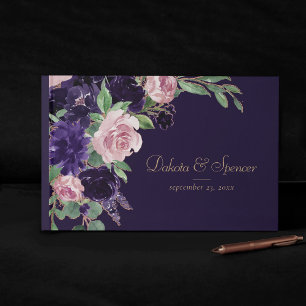 Livro De Visitas Lush Blossom   Roxo-escuro e rosa-rosa Floral
